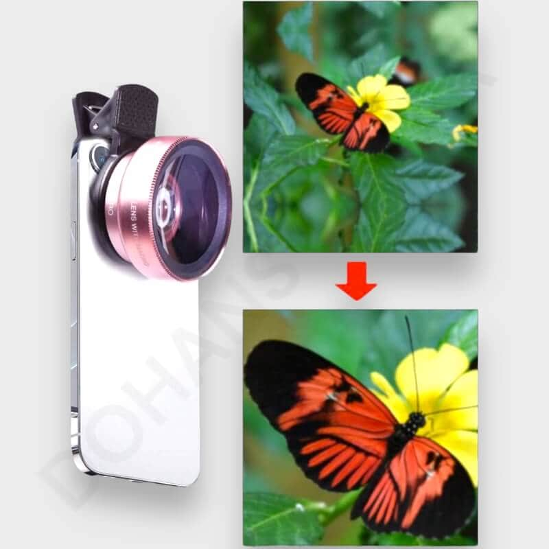 Dohans Camera Accessories Mobile Camera Lens 2 in 1 37mm 0.45X 49UV Super Side Angle + Micro Lens Accessories