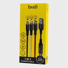 Dohans Mobile Phone Accessories Budi 3 in 1 Charger Cable 1m