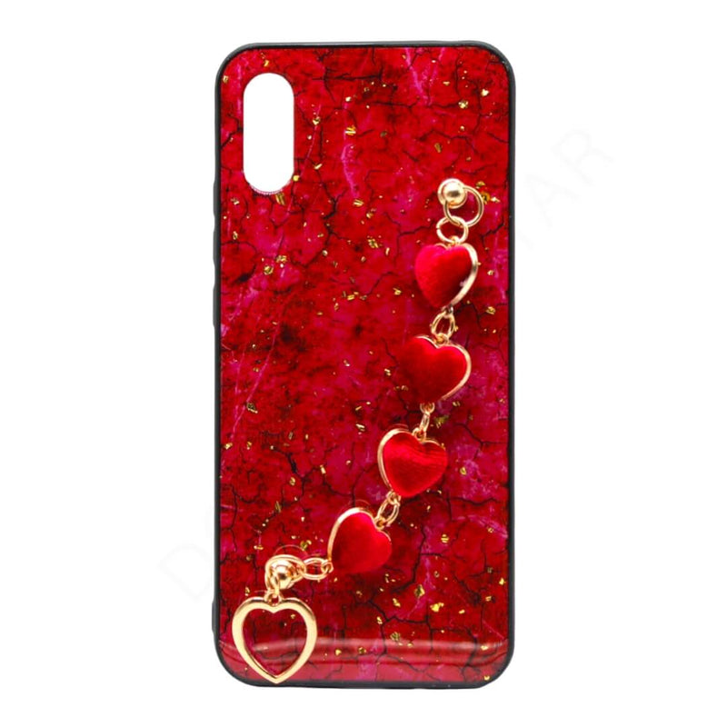 Dohans Mobile Phone Cases Red Xiaomi Redmi 9A Granite Marble Heart Link Strap Case And Cover