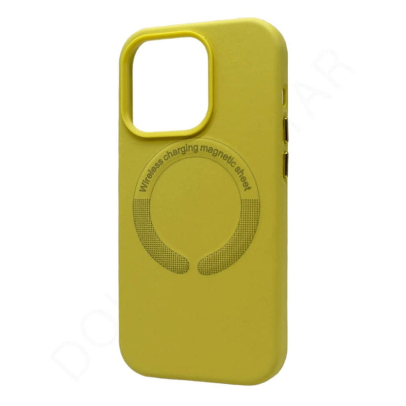 Dohans Mobile Phone Cases Yellow iPhone 14Pro Magsafe Leather Case & Covers